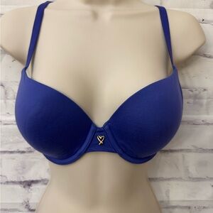Victoria’s Secret Bra Size 32DD Lined Semi‎ Demi Logo Heart Underwire Lingerie